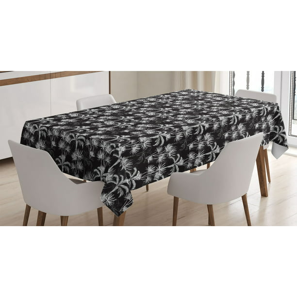 52 X 70 Ambesonne Feather Tablecloth Charcoal Grey White Greyscale Doodle Style Plumage Monochromatic Drawn by Hand Rectangular Table Cover for Dining Room Kitchen Decor 